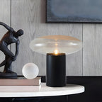 Modern Black Metal Clear Glass Table Lamp for Living Room