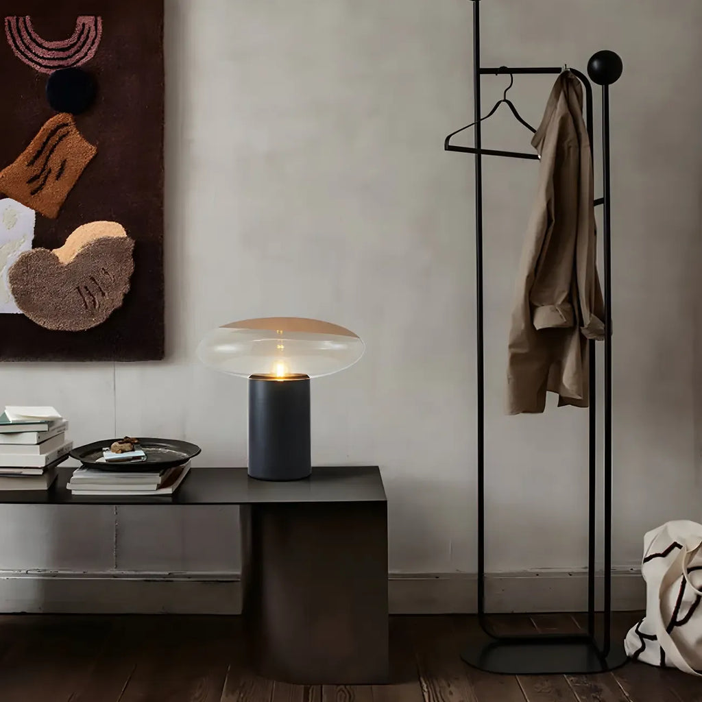 Modern Black Metal Clear Glass Table Lamp for Living Room