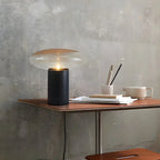Modern Black Metal Clear Glass Table Lamp for Living Room