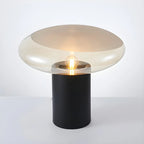 Modern Black Metal Clear Glass Table Lamp for Living Room