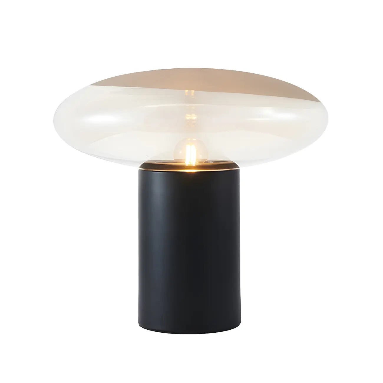 Modern Black Metal Clear Glass Table Lamp for Living Room