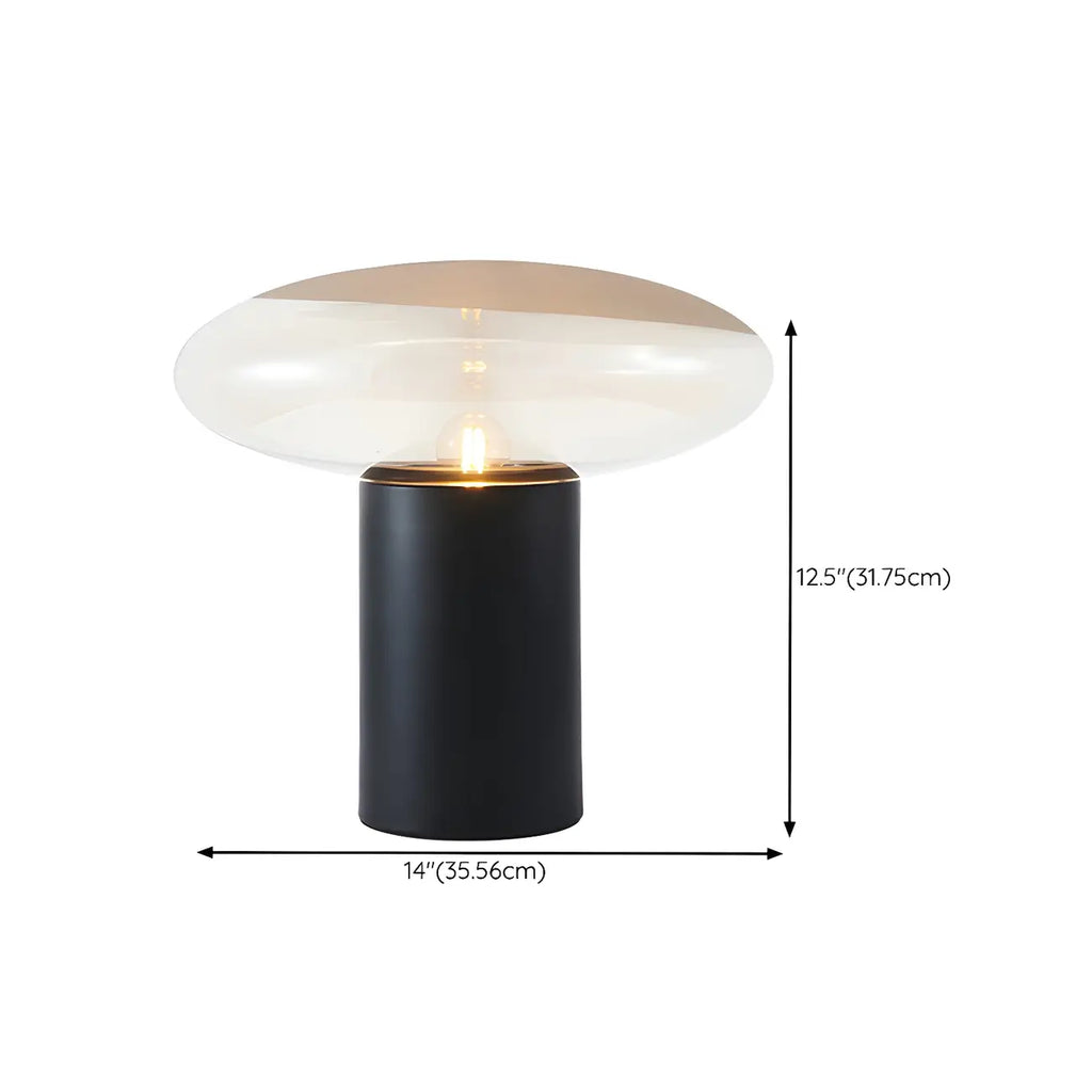 Modern Black Metal Clear Glass Table Lamp for Living Room