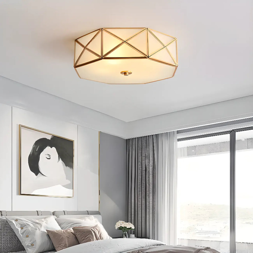 Colonial Glass Flush Mount Ceiling Light for Residential Use