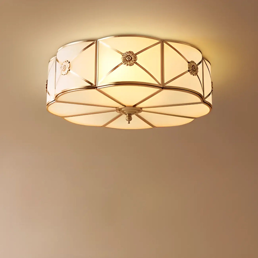 Colonial Glass Flush Mount Ceiling Light for Residential Use