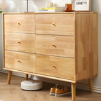 Compact Natural Wood Combo Dresser with Cabinet and Drawers