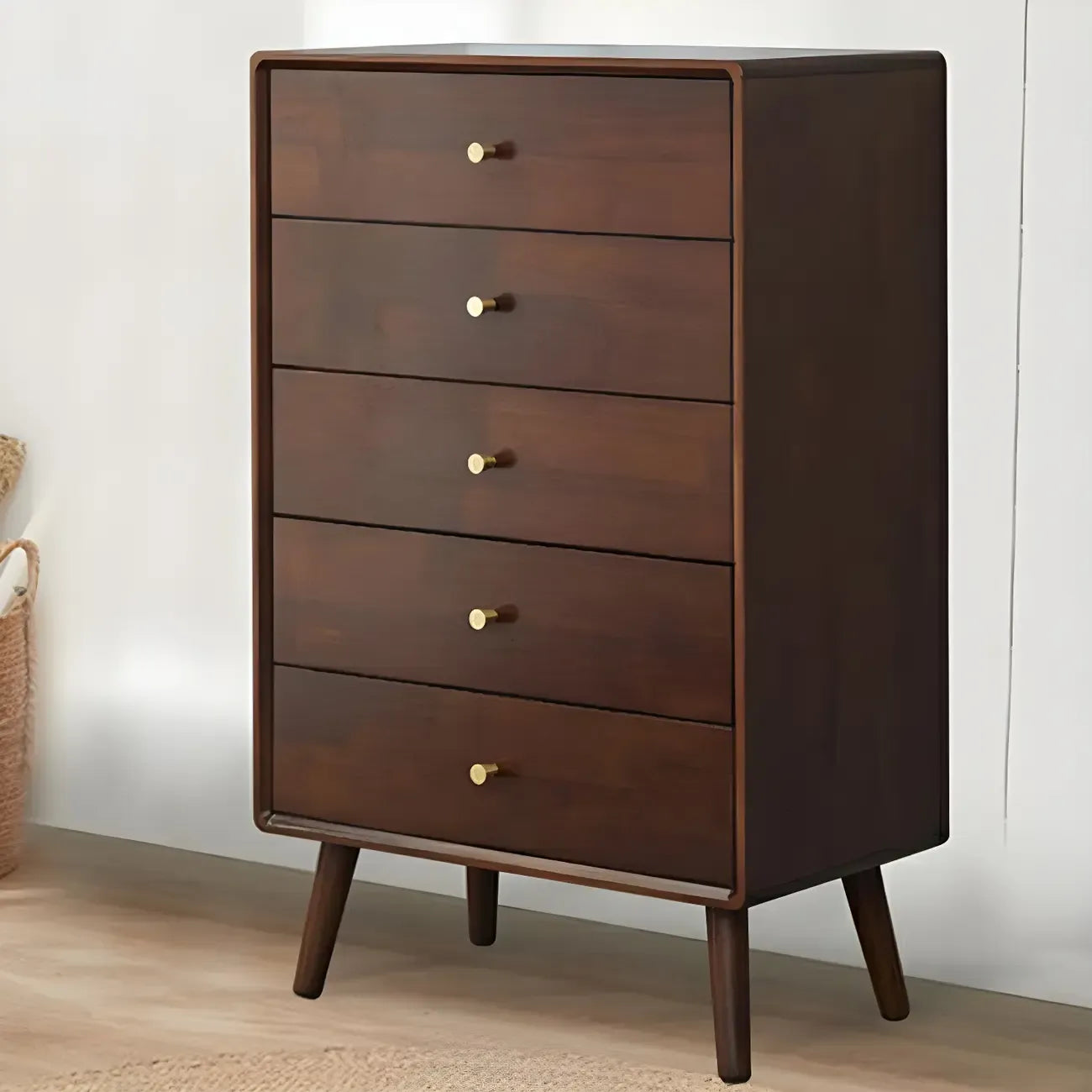 Compact Natural Wood Combo Dresser with Cabinet and Drawers