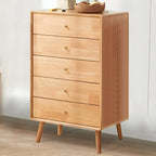 Compact Natural Wood Combo Dresser with Cabinet and Drawers