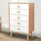 Compact Natural Wood Combo Dresser with Cabinet and Drawers