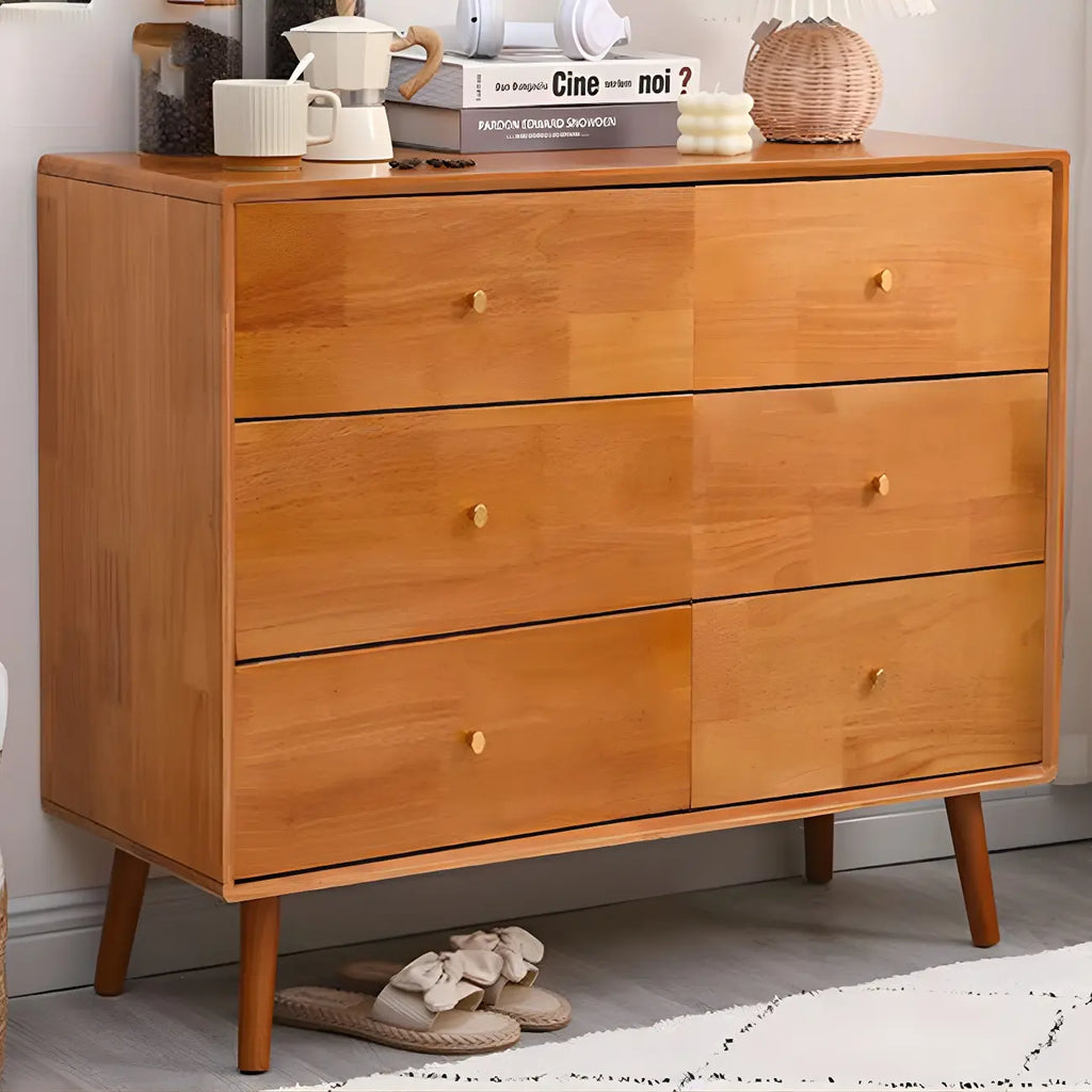 Compact Natural Wood Combo Dresser with Cabinet and Drawers