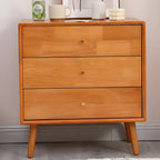 Compact Natural Wood Combo Dresser with Cabinet and Drawers
