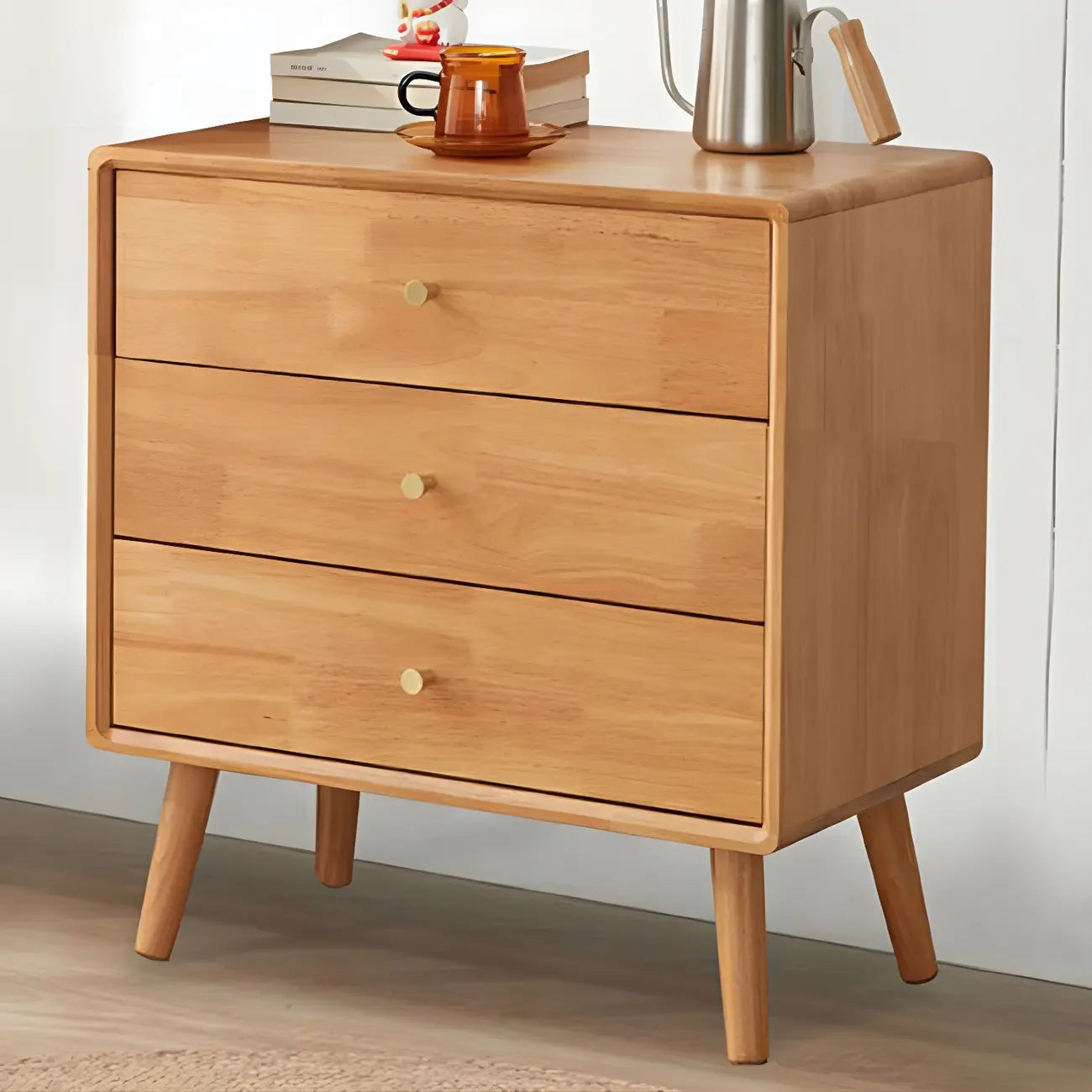 Compact Natural Wood Combo Dresser with Cabinet and Drawers