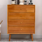 Compact Natural Wood Combo Dresser with Cabinet and Drawers