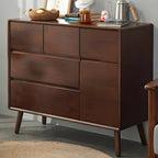 Compact Natural Wood Combo Dresser with Cabinet and Drawers