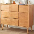 Compact Natural Wood Combo Dresser with Cabinet and Drawers