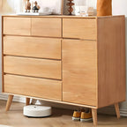 Compact Natural Wood Combo Dresser with Cabinet and Drawers