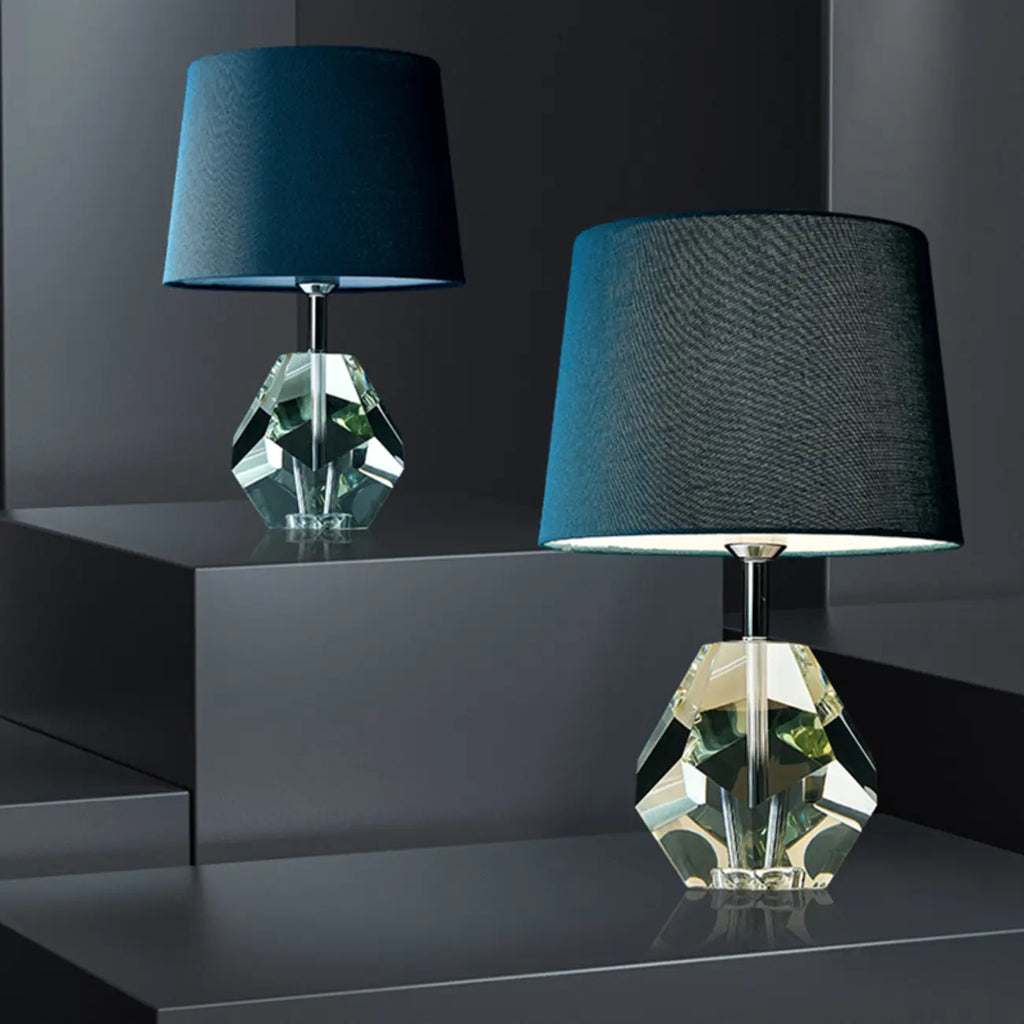 Blue Modern Geometric Crystal Table Lamp for Living Room