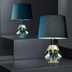 Blue Modern Geometric Crystal Table Lamp for Living Room