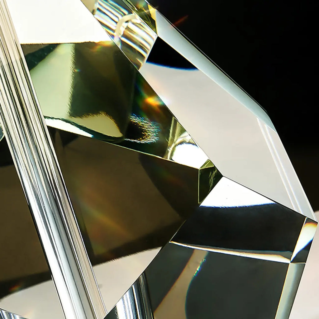 Blue Modern Geometric Crystal Table Lamp for Living Room