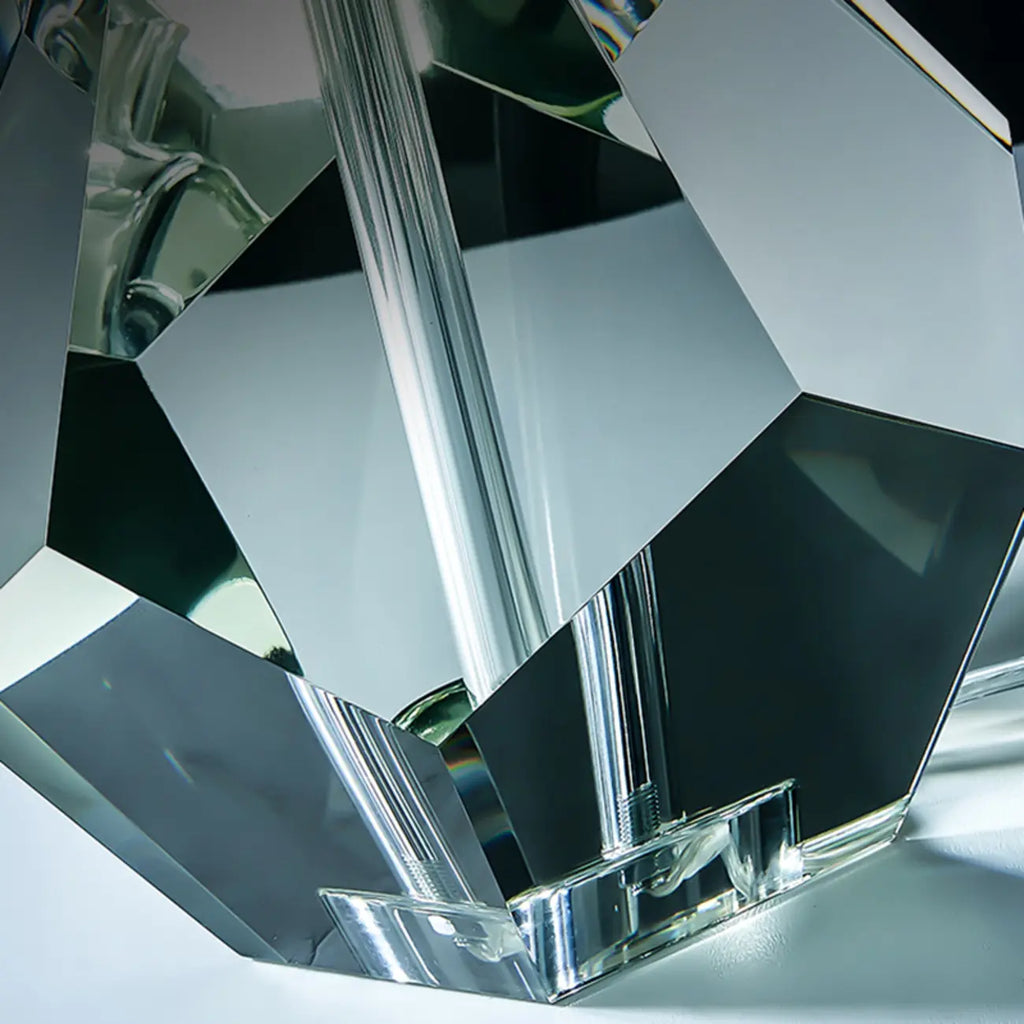 Blue Modern Geometric Crystal Table Lamp for Living Room