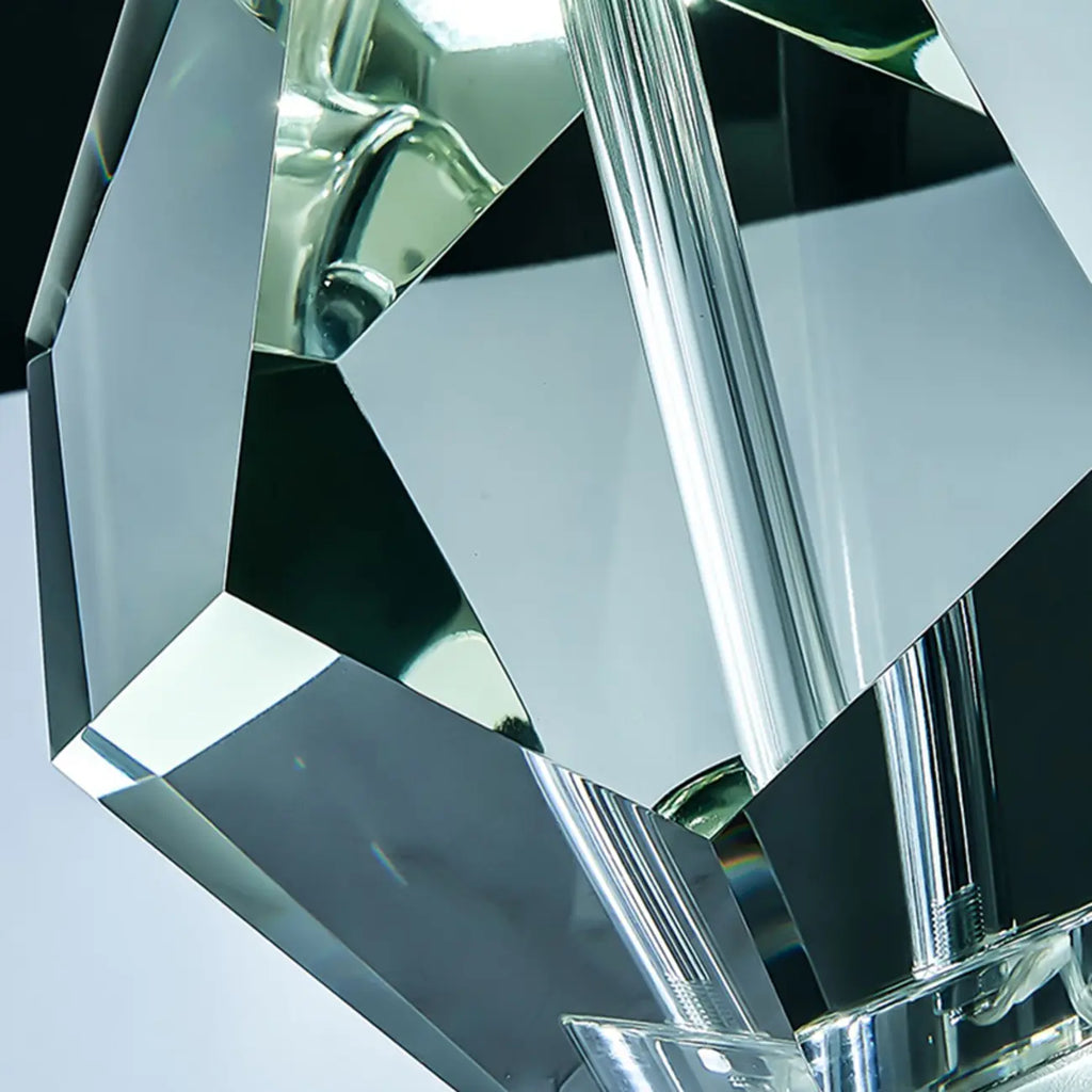 Blue Modern Geometric Crystal Table Lamp for Living Room
