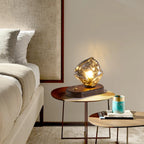 Stylish Wooden Base Glass Table Lamp Plug-In for Bedroom