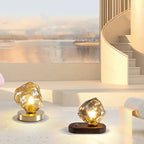 Stylish Wooden Base Glass Table Lamp Plug-In for Bedroom