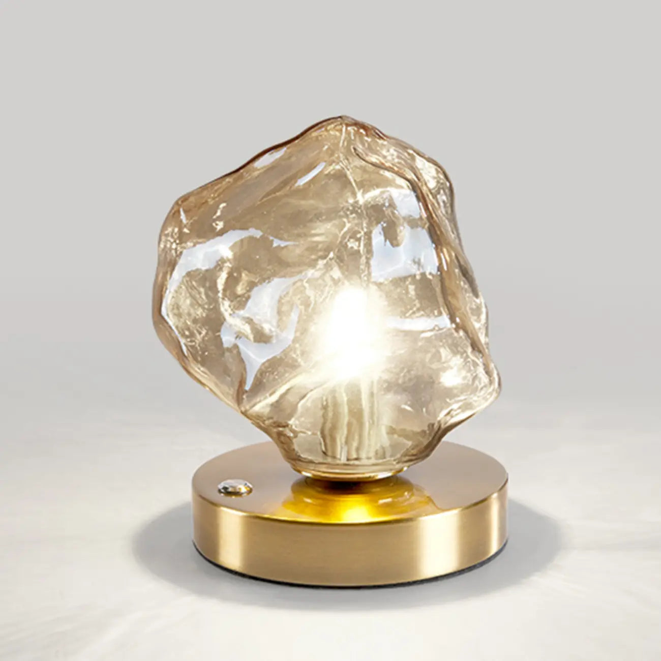 Stylish Wooden Base Glass Table Lamp Plug-In for Bedroom