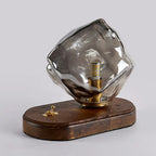 Stylish Wooden Base Glass Table Lamp Plug-In for Bedroom