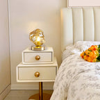 Stylish Wooden Base Glass Table Lamp Plug-In for Bedroom