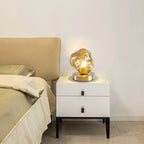 Stylish Wooden Base Glass Table Lamp Plug-In for Bedroom