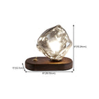 Stylish Wooden Base Glass Table Lamp Plug-In for Bedroom