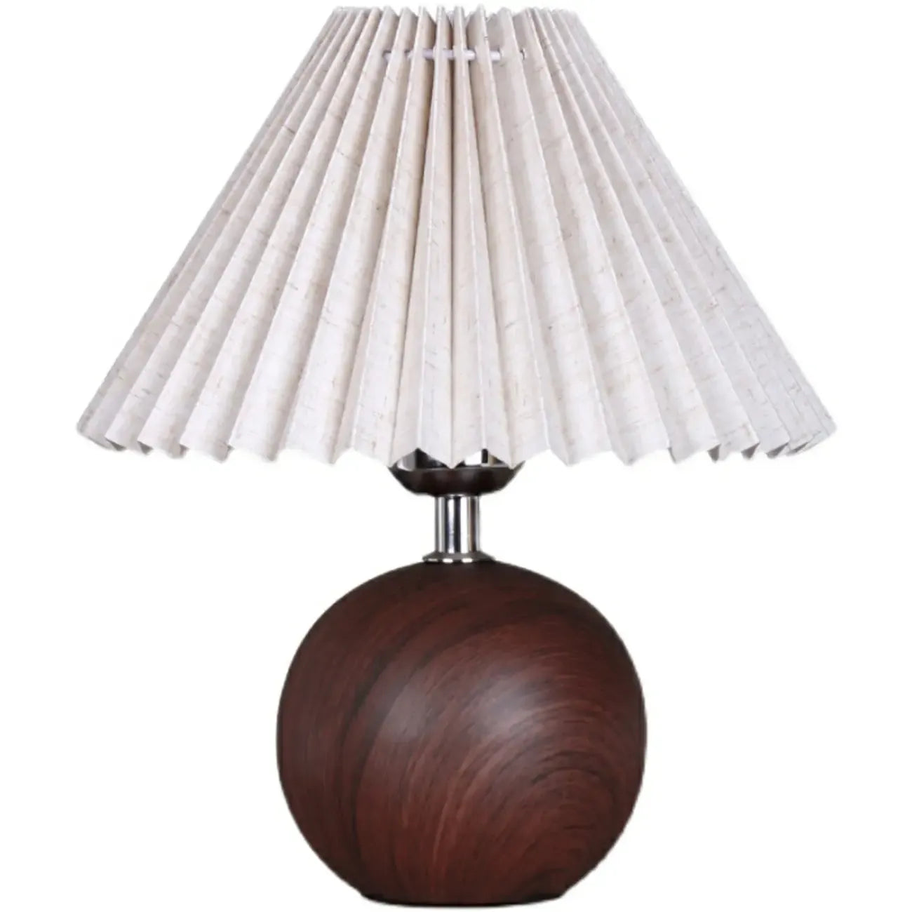 Vintage Wooden Pleated Shade Table Lamp for Bedroom