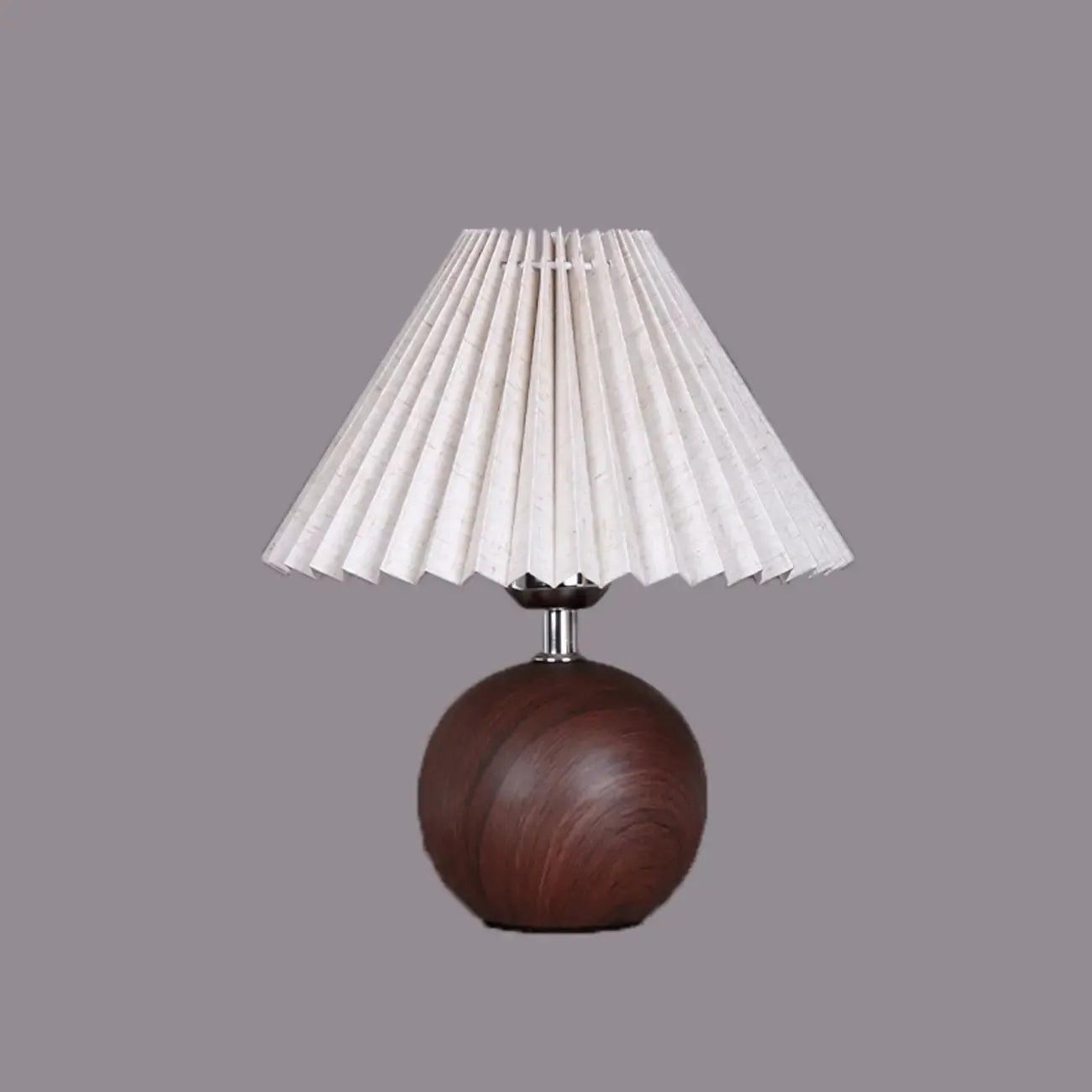 Vintage Wooden Pleated Shade Table Lamp for Bedroom