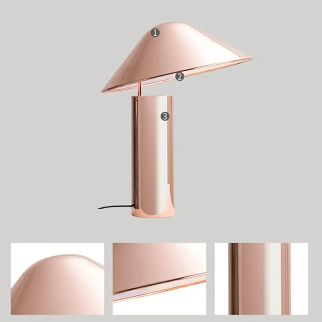 Modern Aluminum Cone Table Lamp for Bedroom