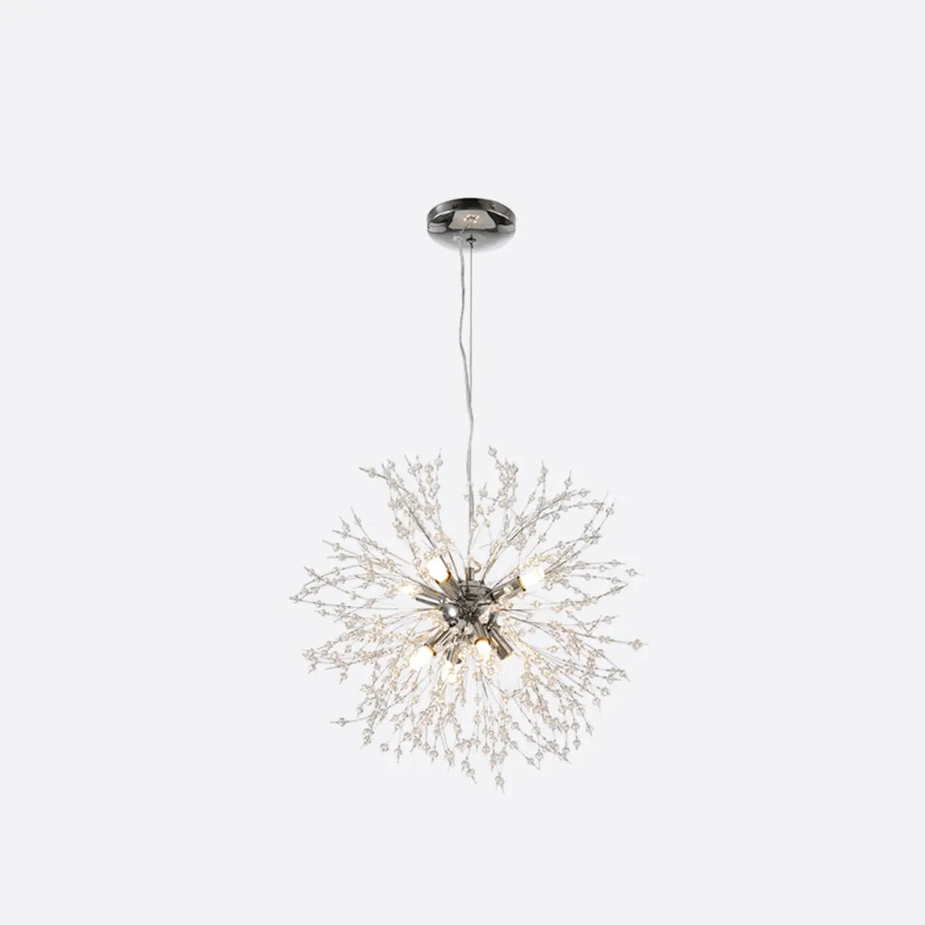 Modern Crystal Globe Chandelier with Starburst Design