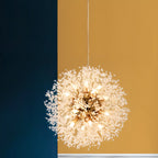 Modern Crystal Globe Chandelier with Starburst Design