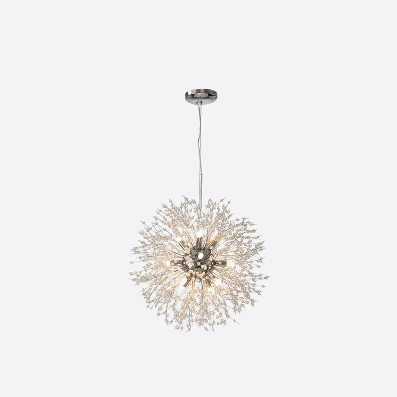 Modern Crystal Globe Chandelier with Starburst Design