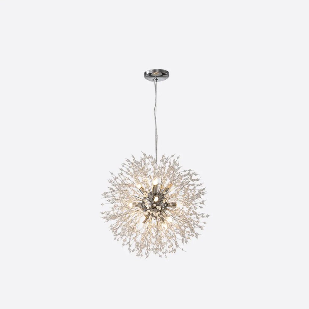 Modern Crystal Globe Chandelier with Starburst Design