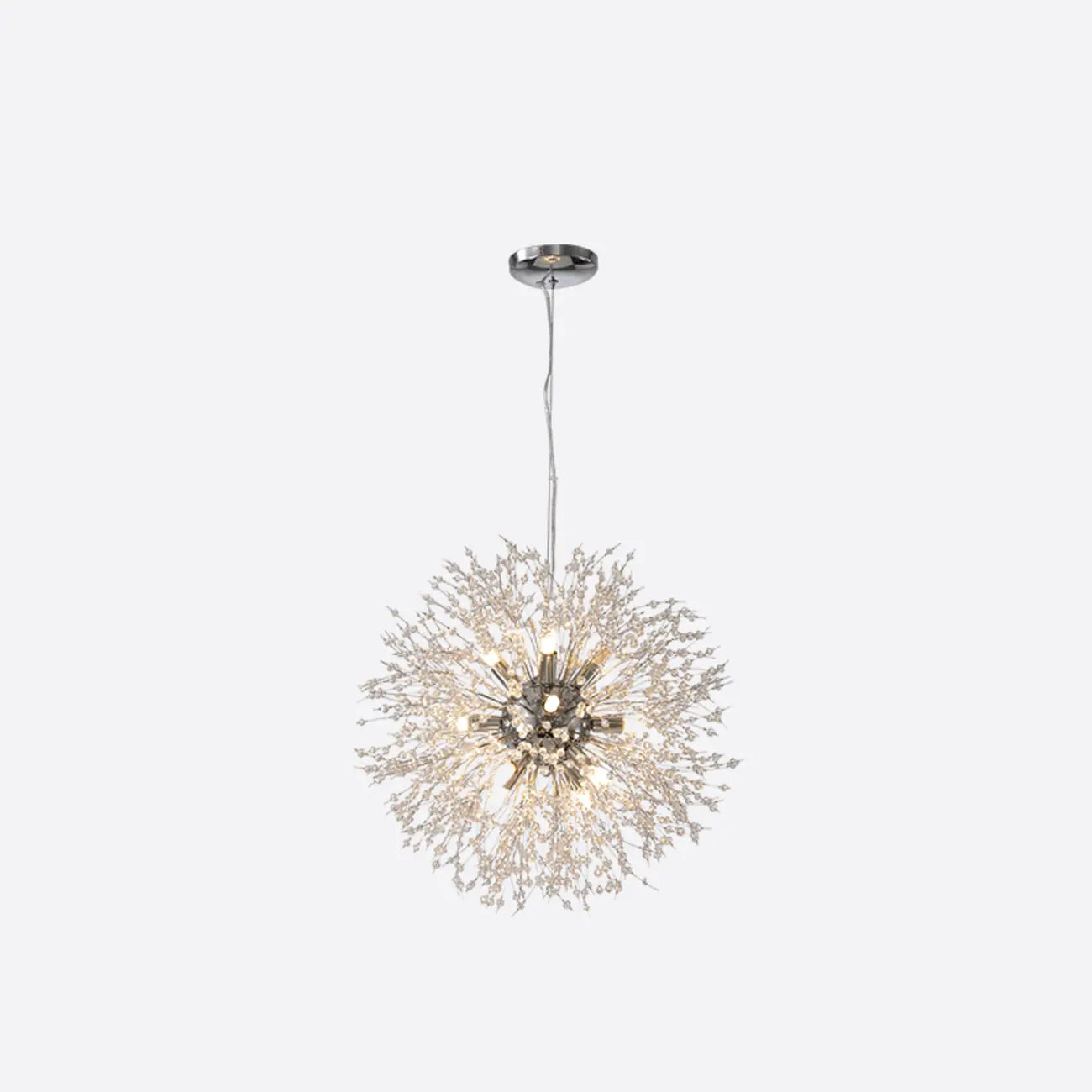 Modern Crystal Globe Chandelier with Starburst Design