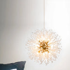 Modern Crystal Globe Chandelier with Starburst Design