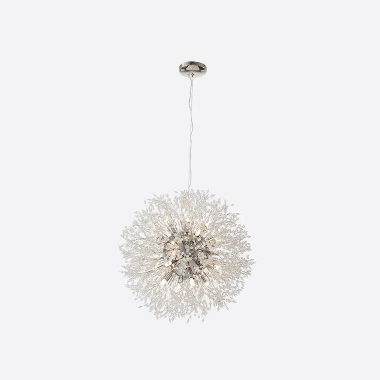 Modern Crystal Globe Chandelier with Starburst Design
