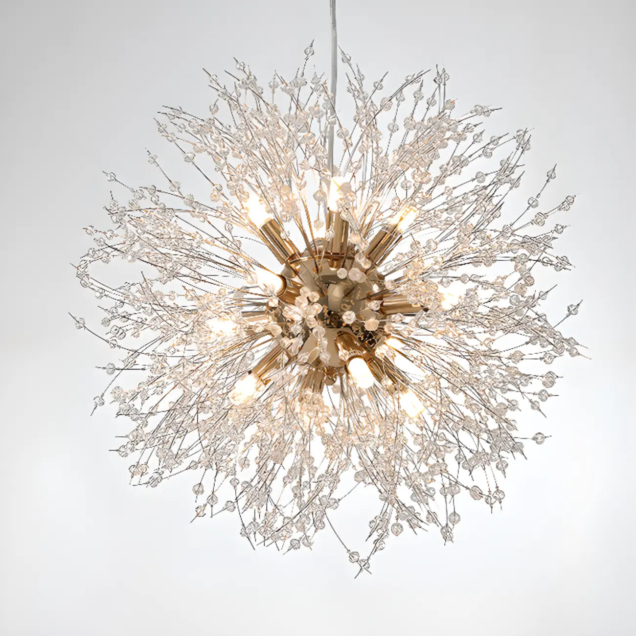 Modern Crystal Globe Chandelier with Starburst Design