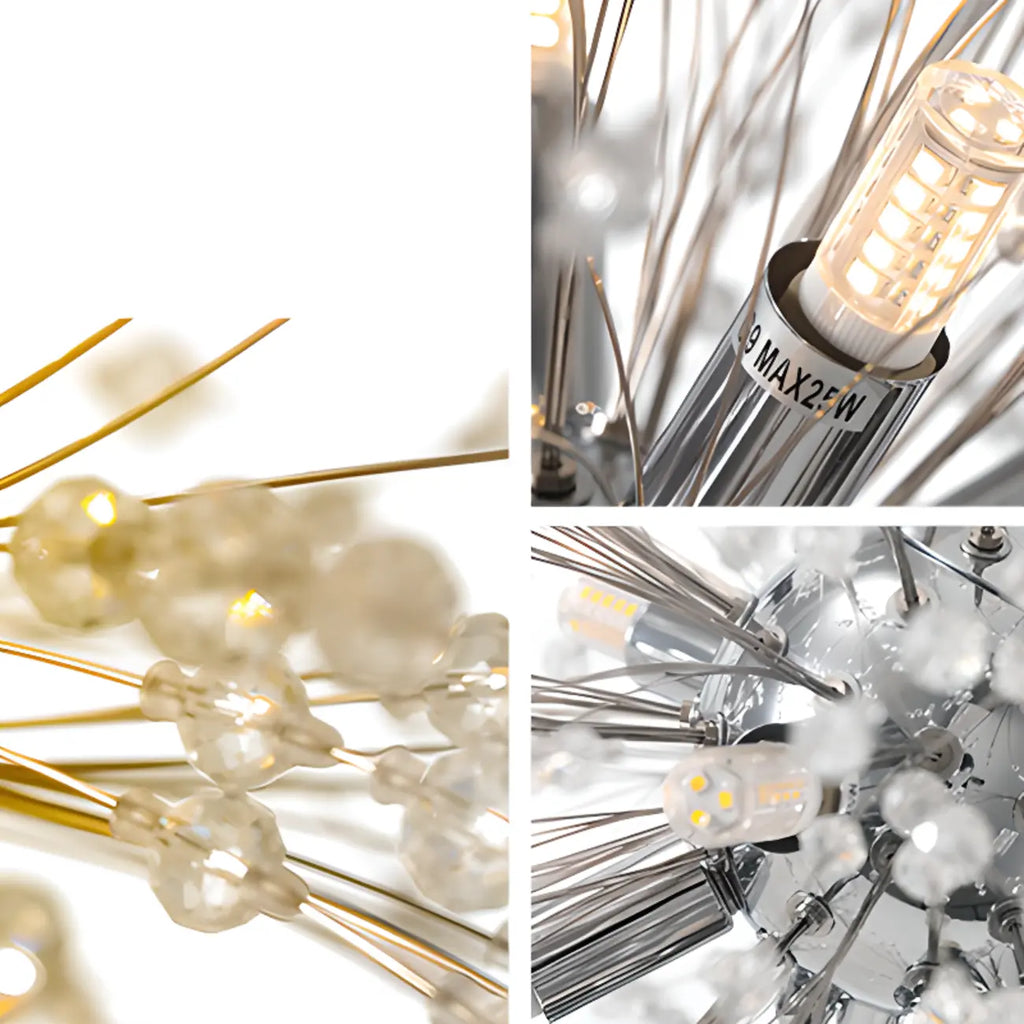 Modern Crystal Globe Chandelier with Starburst Design