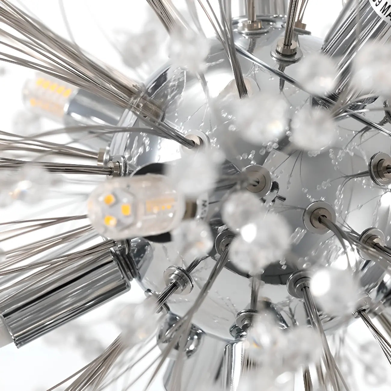 Modern Crystal Globe Chandelier with Starburst Design