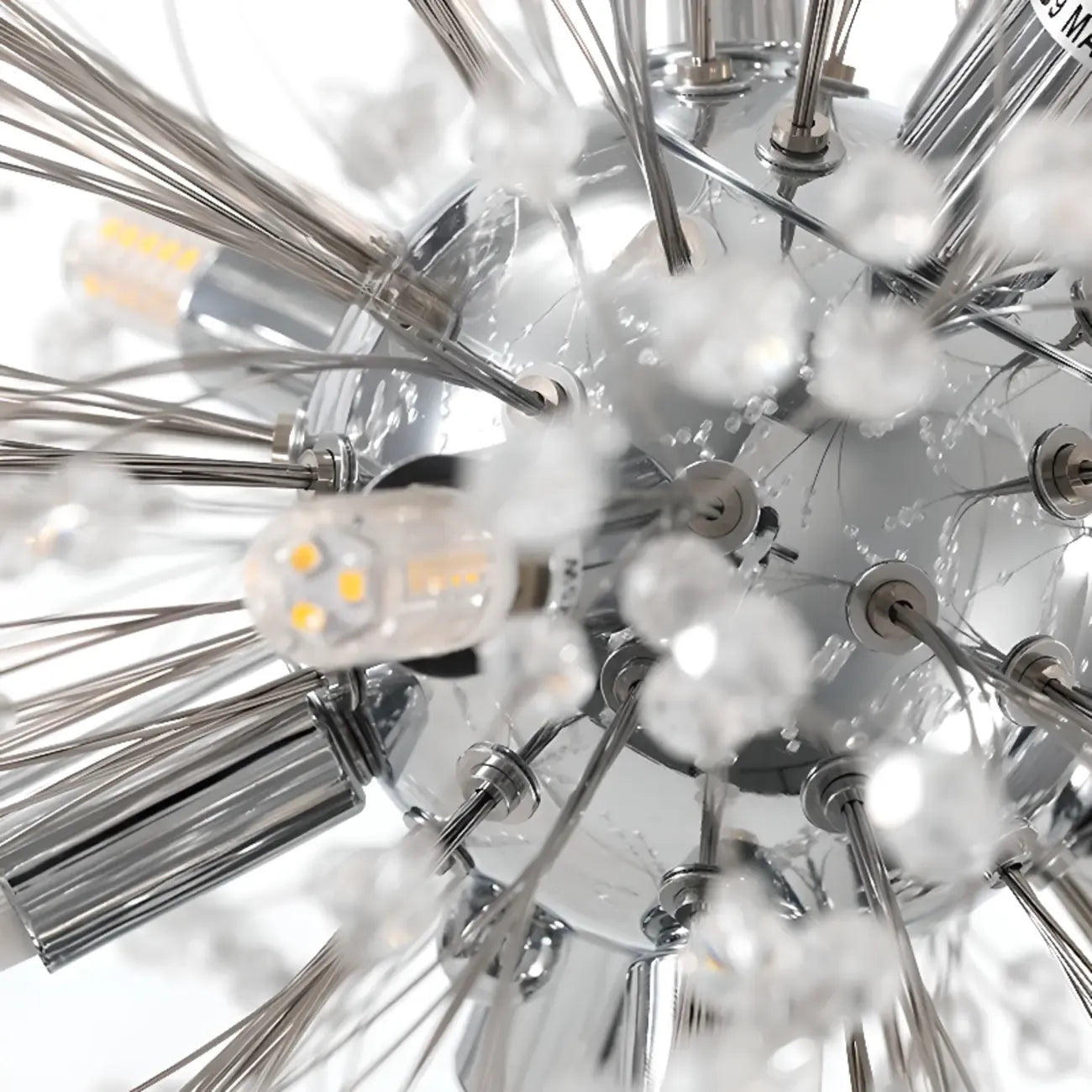 Modern Crystal Globe Chandelier with Starburst Design