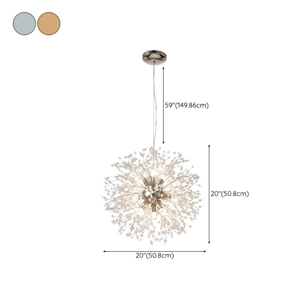 Modern Crystal Globe Chandelier with Starburst Design