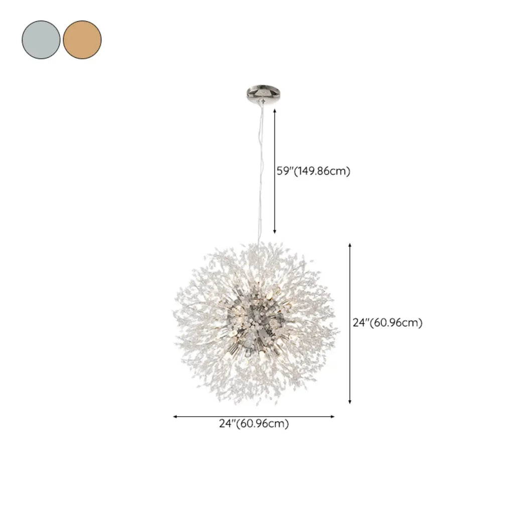 Modern Crystal Globe Chandelier with Starburst Design