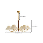 Vintage Wooden Chandelier with Beige Pleated LampShade