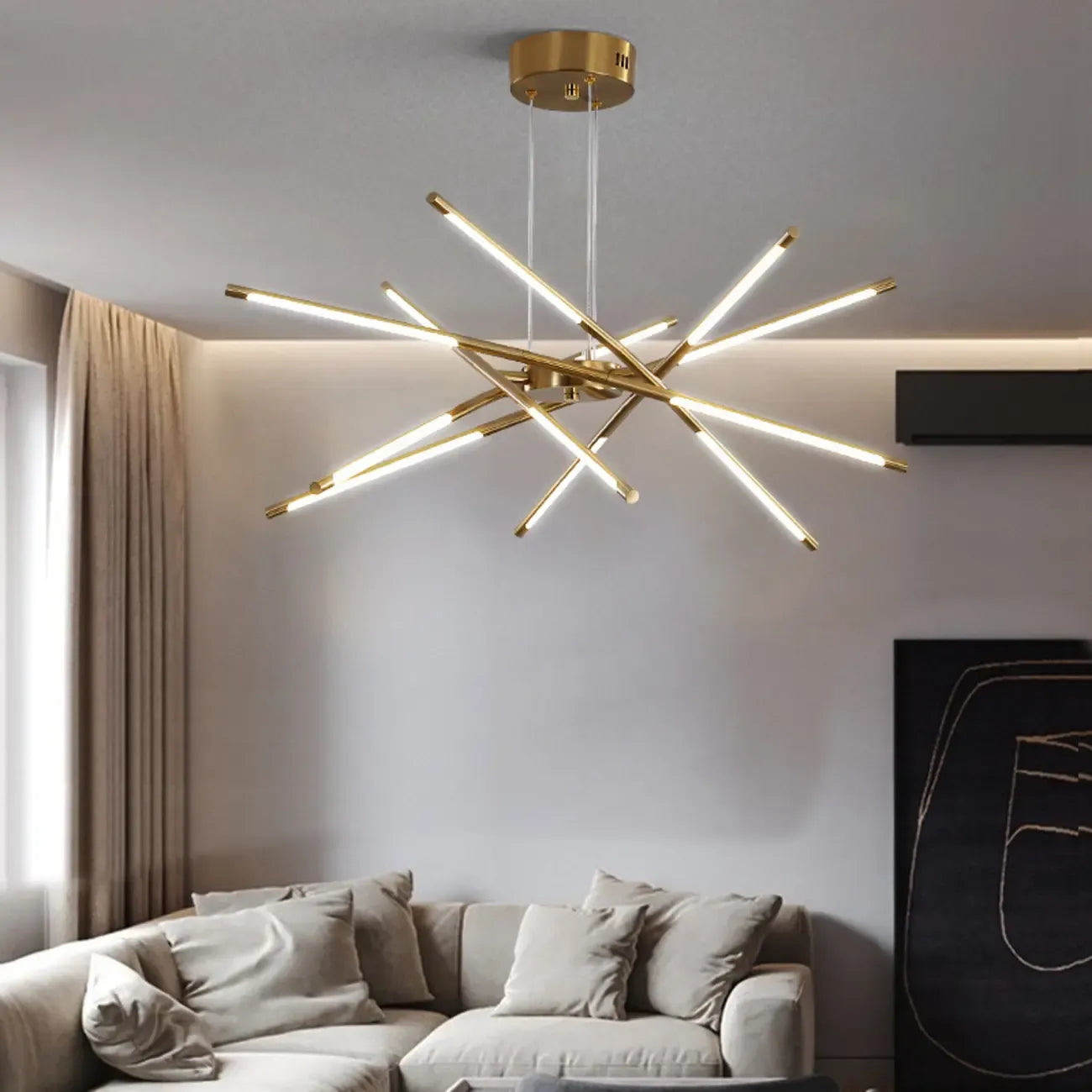 Modern LED Linear Chandelier with Adjustable Height