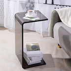 Black Small Acrylic C-Shaped Side Table for Living Room